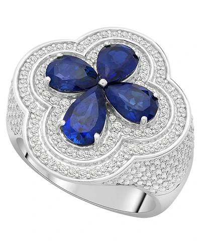 Macy's Men's Sapphire (3-1/2 ct. t.w.) & Diamond (1/3 ct. t.w.) Ring in Sterling Silver