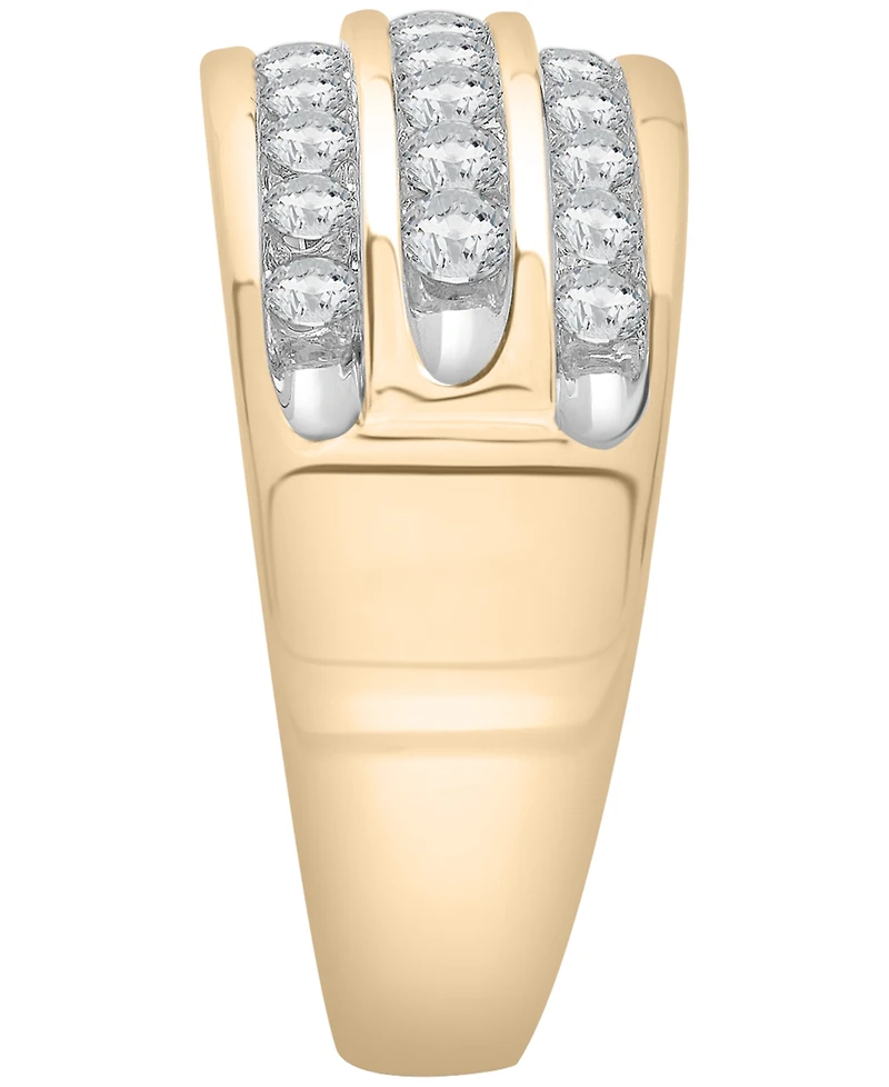 Macy's Men's Diamond (1 ct. t.w.) Multi-Row Band Ring in 10K Yellow Gold
