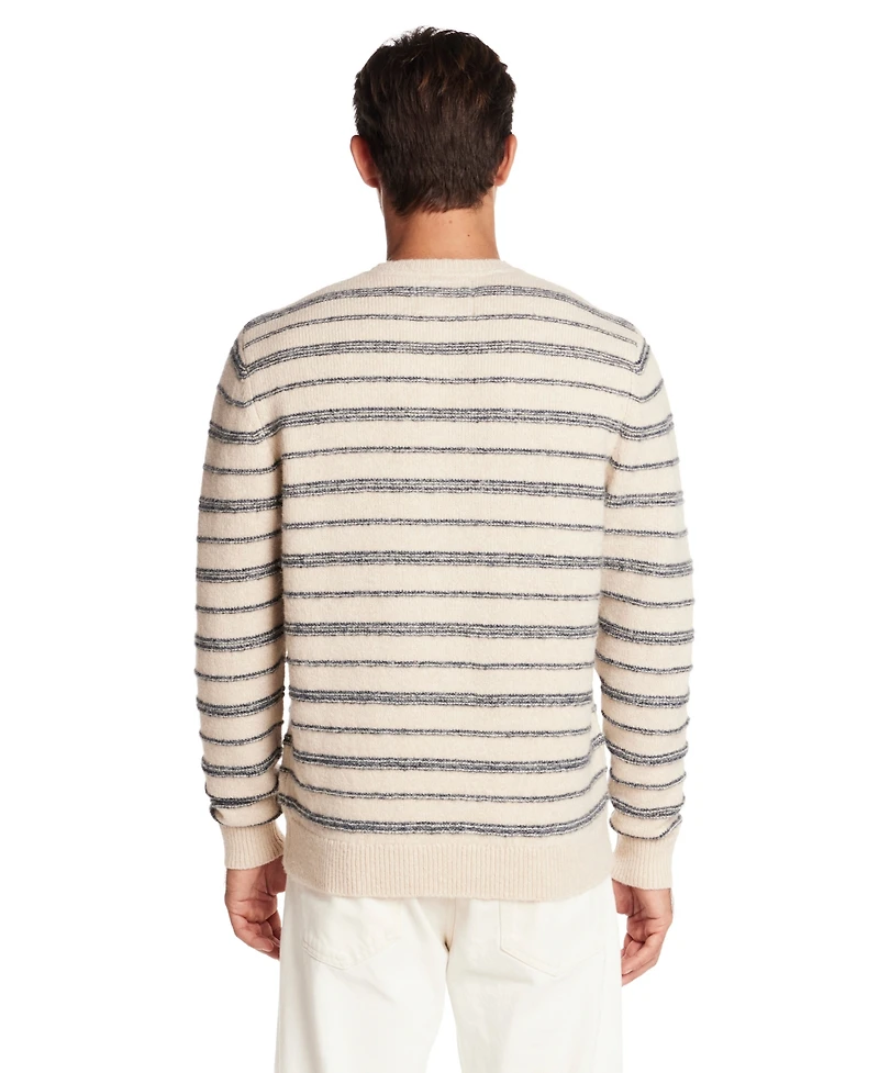 Weatherproof Vintage Men's Fuzzy Striped Crewneck Sweater