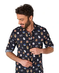 OppoSuits Men's Super Mario Bad Guys Shirt - Nintendo Outfit Including 1 Button-Up Black Long sleeve