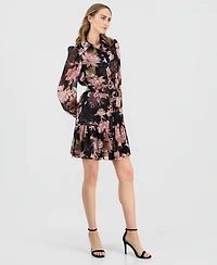 Anne Klein Women's Floral Tiered-Hem Shirtdress