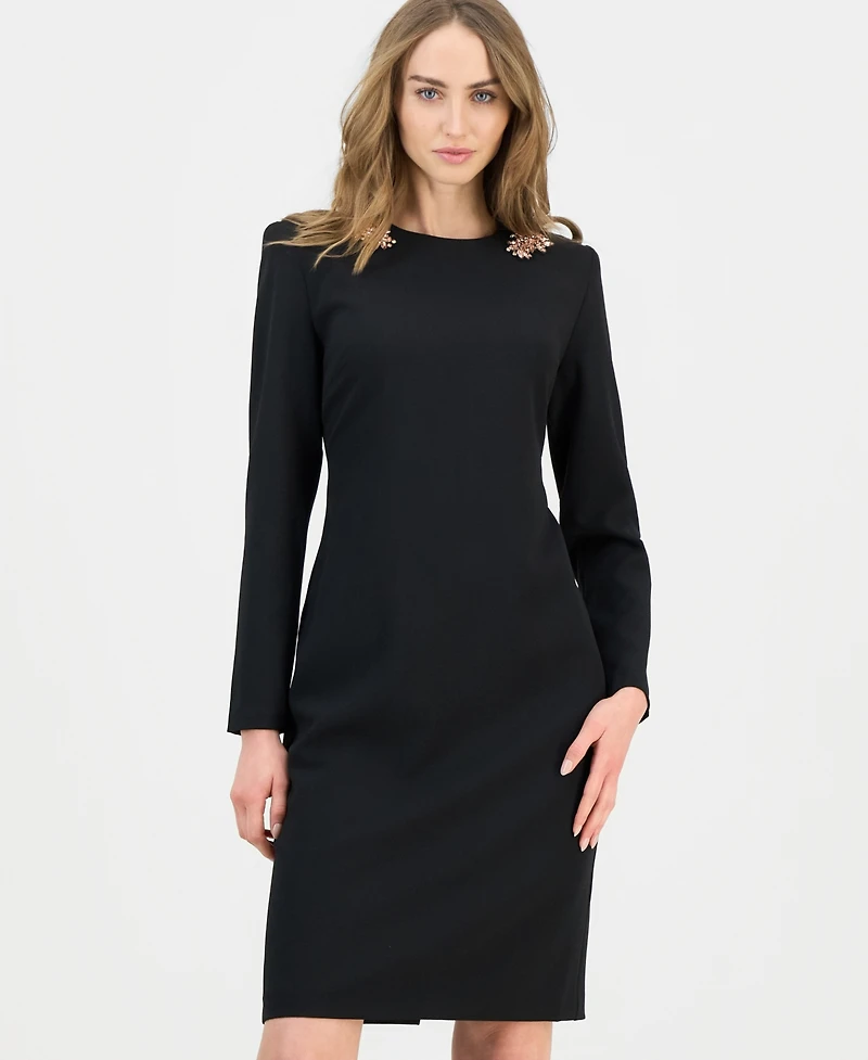 Anne Klein Women's Embellished Modern Long-Sleeve Dress