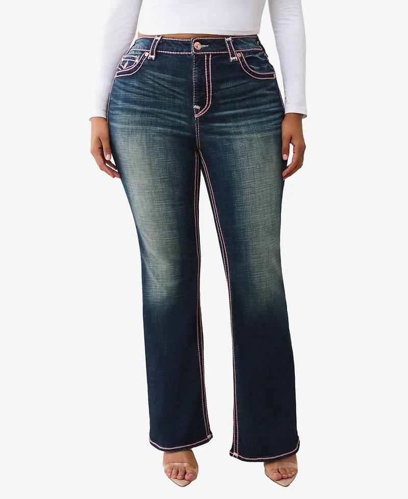 True Religion Women's Plus Becca Bootcut Rope Stitch Jean