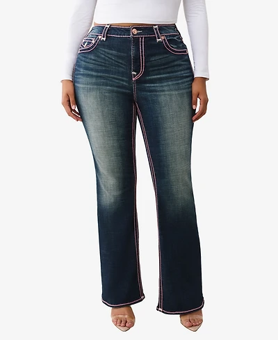True Religion Women's Plus Becca Bootcut Rope Stitch Jean