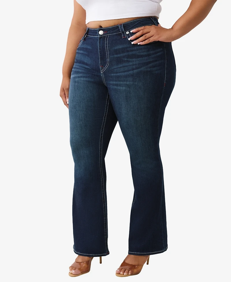 True Religion Women's Plus Becca Bootcut Mid Rise Jean