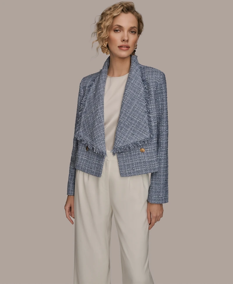 Donna Karan New York Women's Fringe Detail Wrap Jacket