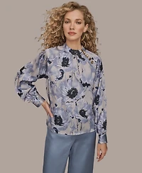 Donna Karan New York Women's Printed Mock Neck Top