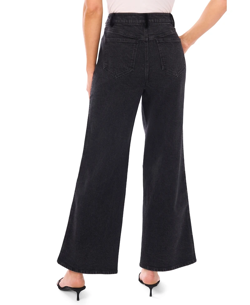 CeCe Women's Velvet Side Panel Denim Mid Rise Jeans