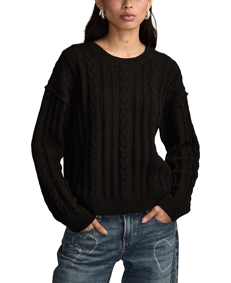 Lucky Brand Women's Cable Crew Neck Sweater