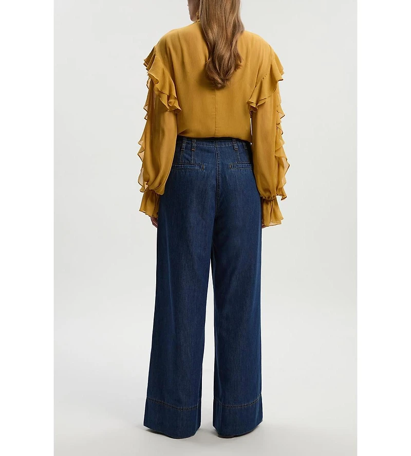 Karen Millen Women's Denim Wide Legged Pants