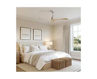 52-inch Modern Sand Nickel 3 Blades Walnut Ceiling Fan with 6 Speed Remote control and Timing and Forward Reverse Rotation Function for Indoor