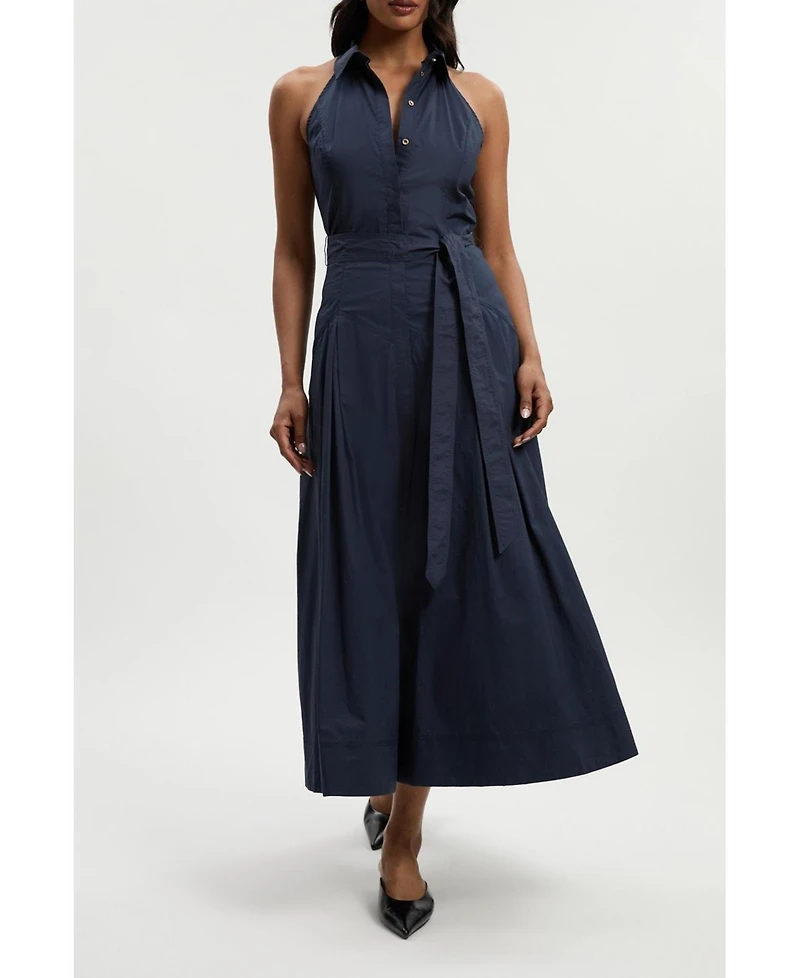 Karen Millen Women's Midi Shirt Dress With Dropped Waist