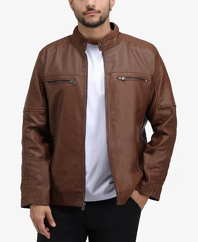 Xray Men's Grainy Pu Leather Moto Jacket