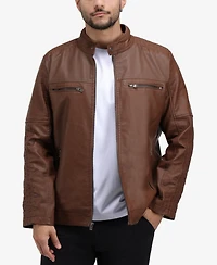 Xray Men's Grainy Pu Leather Moto Jacket