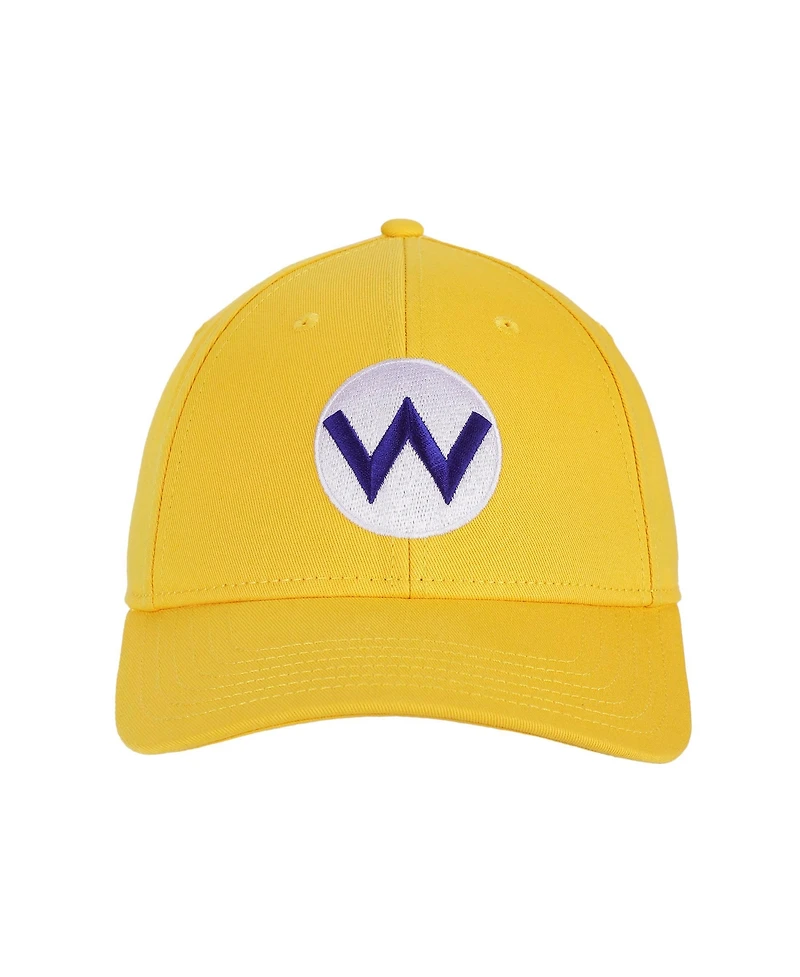 Super Mario Men's Wario Embroidery Cotton Twill B2 Structured Baseball Cap Traditional Adjustable