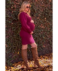 Pinkblush Maternity Camel Bubble Sleeve Sweater Dress