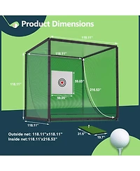 10x10x10FT Golf Practice Net Cage with Metal Frame, Backyard Golf Hitting Net Kit, Durable Batting Cage Netting for Home Golf Training and Simulators