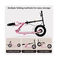 Artudatech Foldable Kids Scooter with 12 Inch Shock-Absorbing Tires, Adjustable Height & Dual Brakes for Ages 7-12