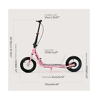 Artudatech Foldable Kids Scooter with 12 Inch Shock-Absorbing Tires, Adjustable Height & Dual Brakes for Ages 7-12