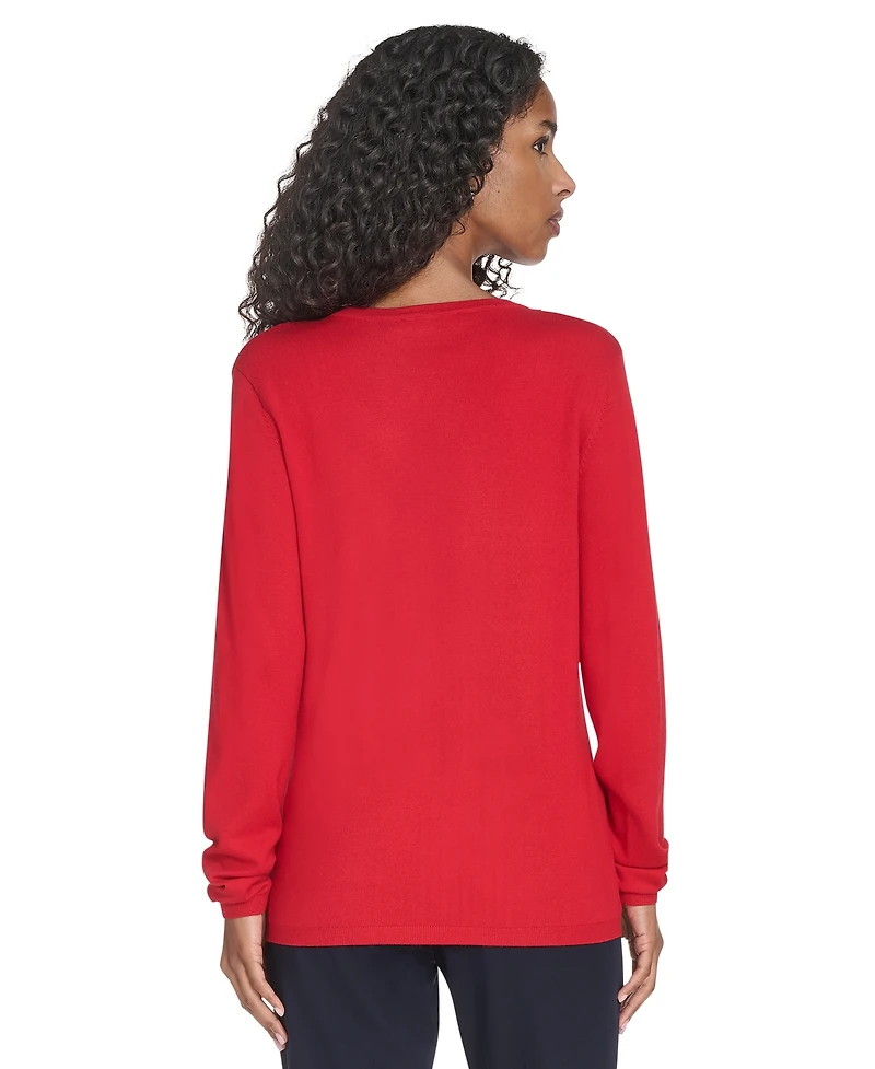 Tommy Hilfiger Women's V-Neck Cable Sweater