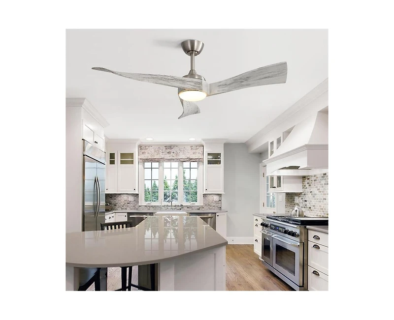 52-inch Modern Sand Nickel 3 Solid Wood Blade Ceiling Fan with Six Speed Remote Control and Forward Reverse Function
