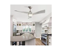 52-inch Modern Sand Nickel 3 Solid Wood Blade Ceiling Fan with Six Speed Remote Control and Forward Reverse Function