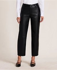 Lands' End Women Faux Leather Mid Rise Relaxed Straight Leg Crop Pants