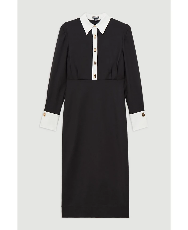 Karen Millen Women's Maxi Shirt Dress With Gold Clasps