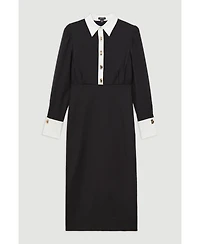 Karen Millen Women's Maxi Shirt Dress With Gold Clasps