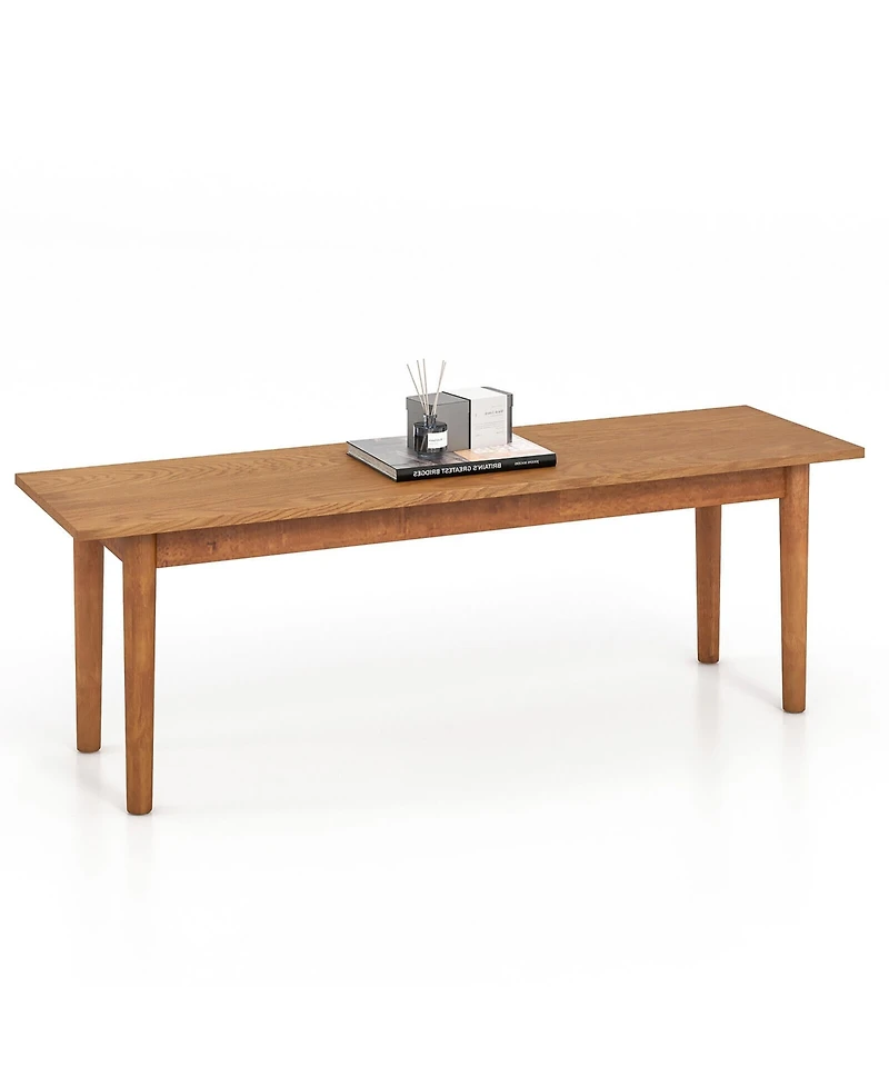 Gymax Solid Wood Dining Bench Entryway Bench w/ Rubber Wood Legs for Bedroom Oak