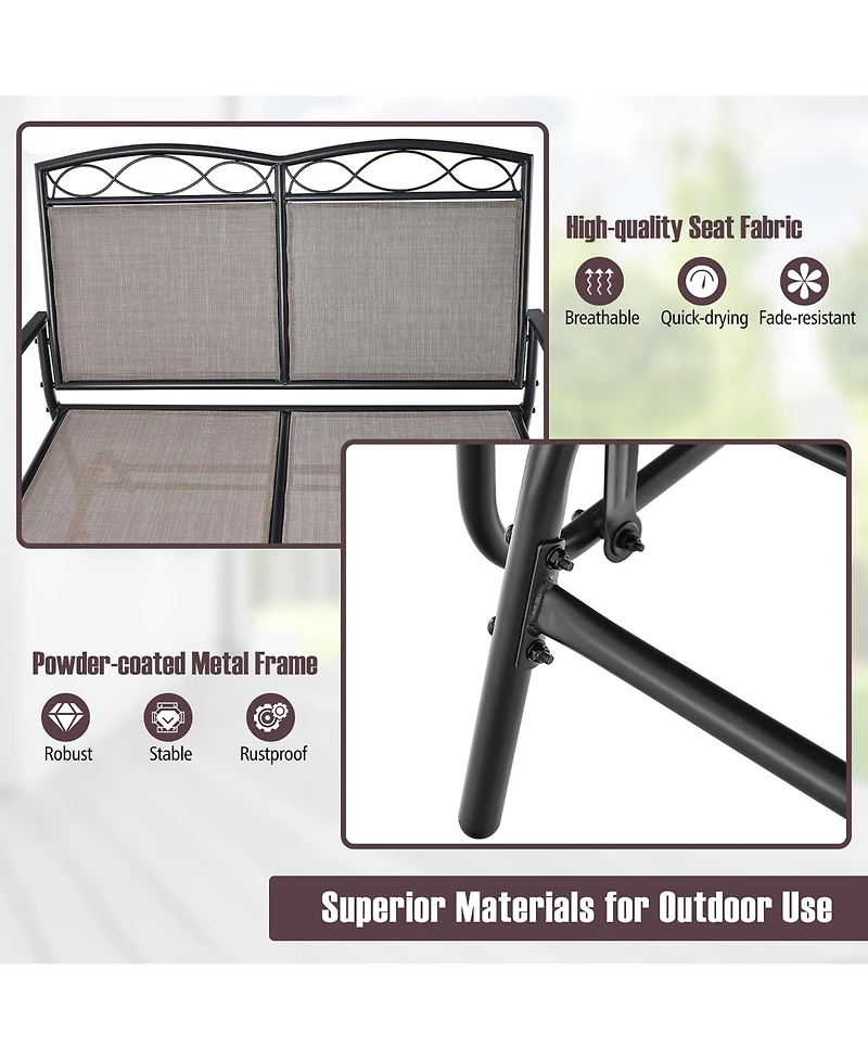Gymax Patio Swing Glider Chairs Set of 2 Outdoor Metal Glider Armchairs Garden Poolside