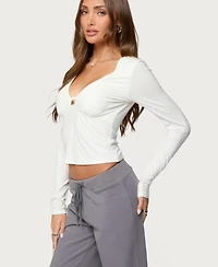 Edikted Women's Lovisa V Neck Long Sleeve Top