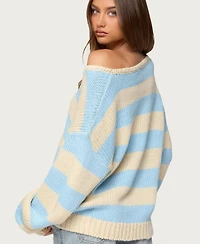 Edikted Women's Tracie Striped Oversized Sweater