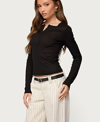 Edikted Women's Nettie Ribbed Henley Top