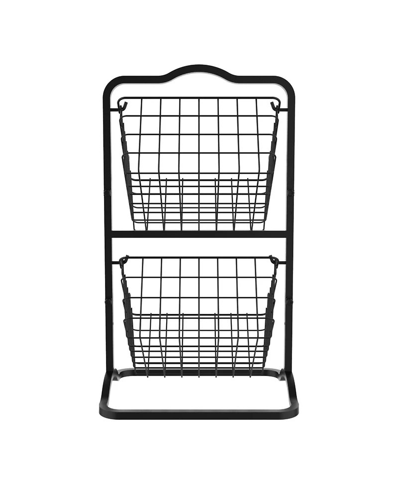 Oceanstar 2-Tier Storage Kitchen Wire Basket Stand, Black