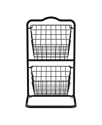 Oceanstar 2-Tier Storage Kitchen Wire Basket Stand, Black