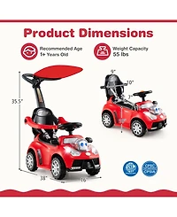 Sugift 3-in-1 Push Car for Toddler Sliding Car with Seat Belt and Canopy