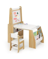 Sugift Kids Art Table and Chair Set with Easel and Chair for Drawing Reading