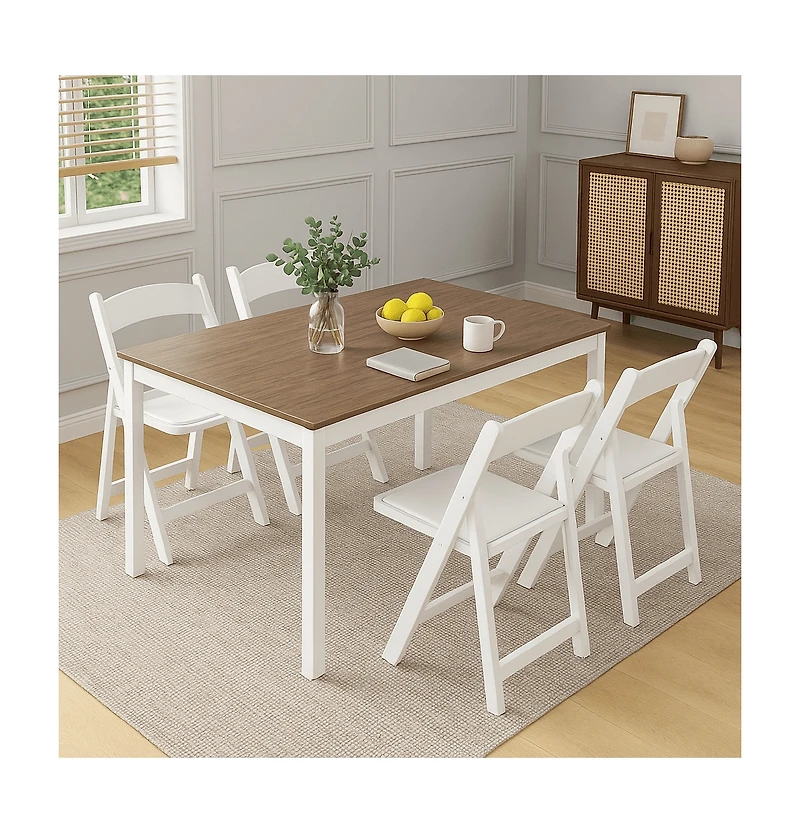 Sugift 4 Pack White Resin Folding Chairs with Padded Seats - Indoor/Outdoor