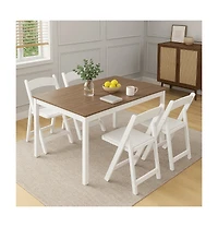 Sugift 4 Pack White Resin Folding Chairs with Padded Seats - Indoor/Outdoor