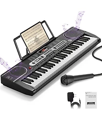 Sugift 61-Key Electronic Keyboard Piano Set with Lcd Screen for Beginners