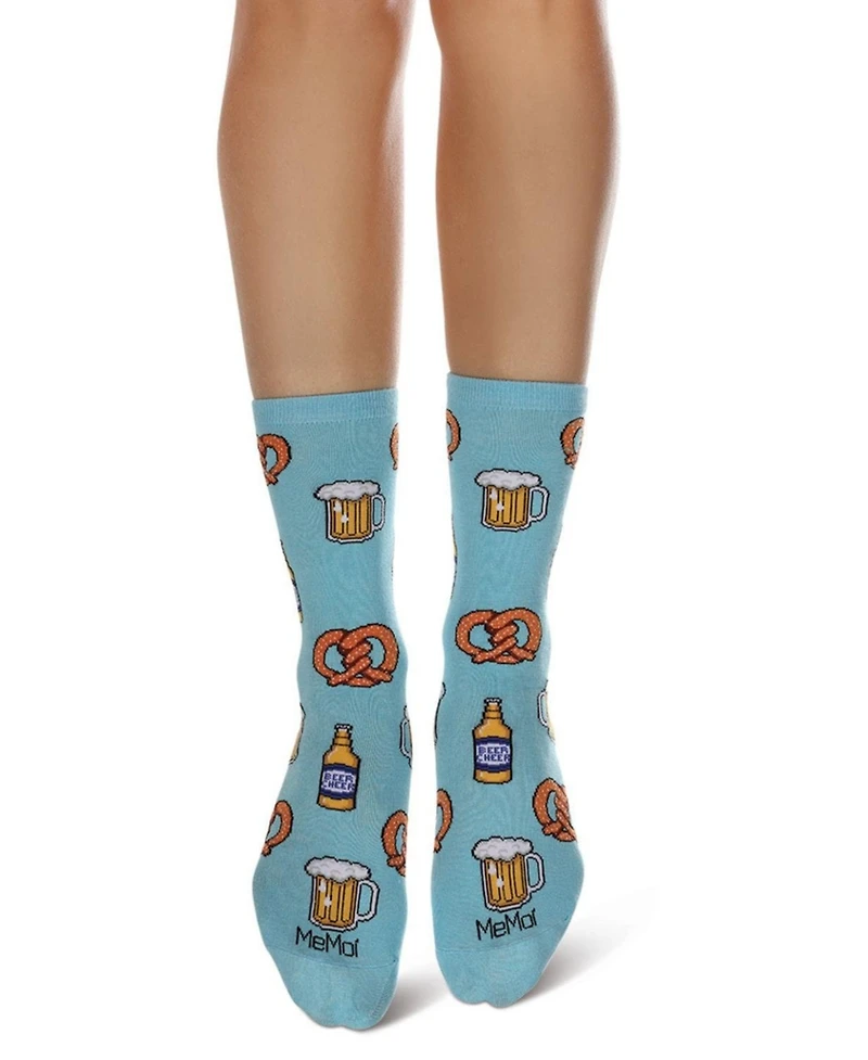 MeMoi Women's Pretzels & Beer Crew Socks