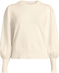 Lands' End Women's Drifter Puff Sleeve Crew Neck Sweater