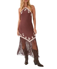 Nasty Gal Women's Halter Neck Tassel Mini Dress
