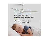 60-inch Modern Sliver 3-Blade Solid Wood Ceiling Fan Without Light With 6-Speed Remote Control and Forward Reverse Function For Indoor
