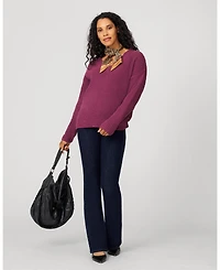 Cable & Gauge Women's Cozy Luxe Lounge V-Neck Sweater