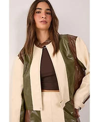 Nasty Gal Women's Panelled Faux Leather Biker Jacket