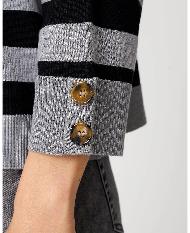 Cable & Gauge Women's Stripe Drop Shoulder Sweater