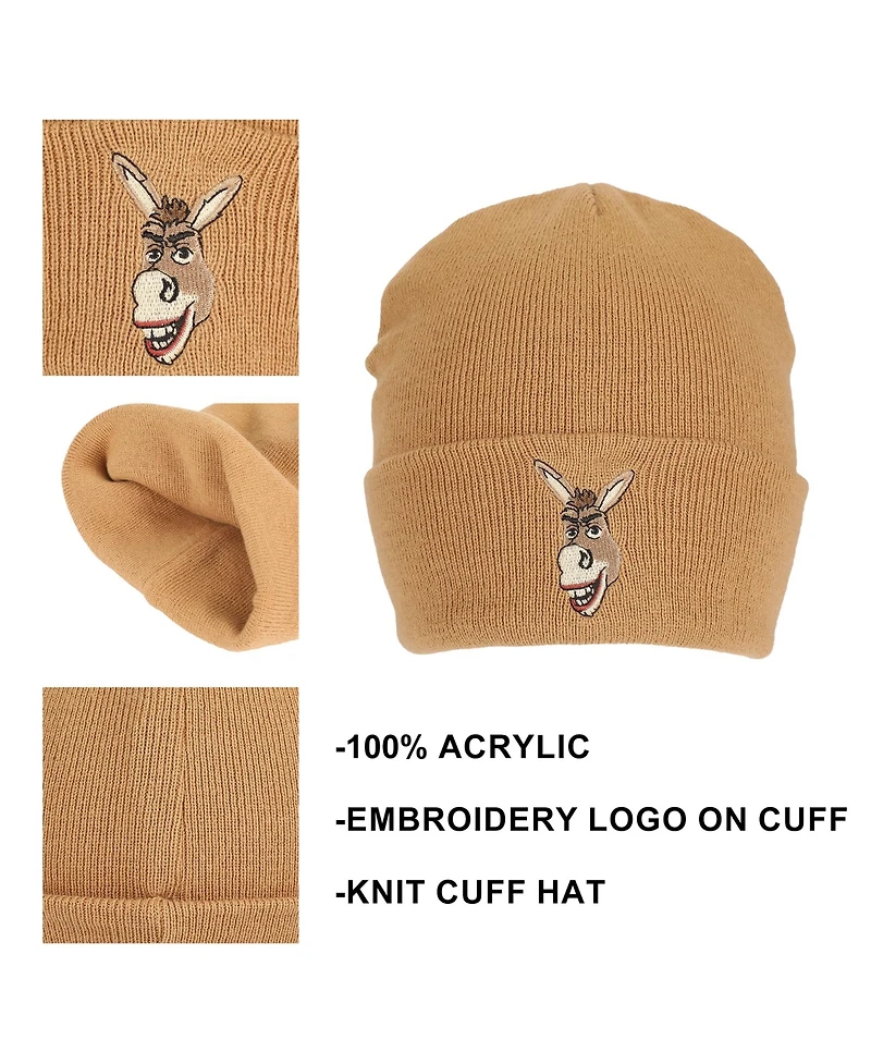 Shrek Men's Donkey Embroidery Acrylic Knit Standard Cuff Beanie
