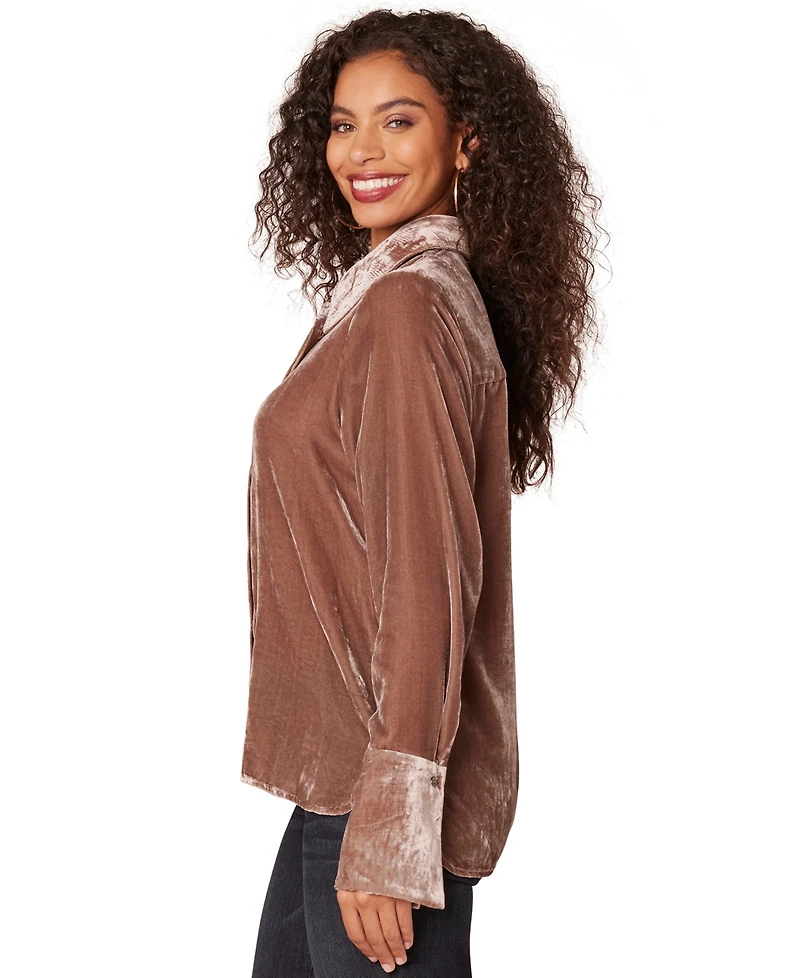 Democracy Women's Long Sleeve with French Cuff Shirt